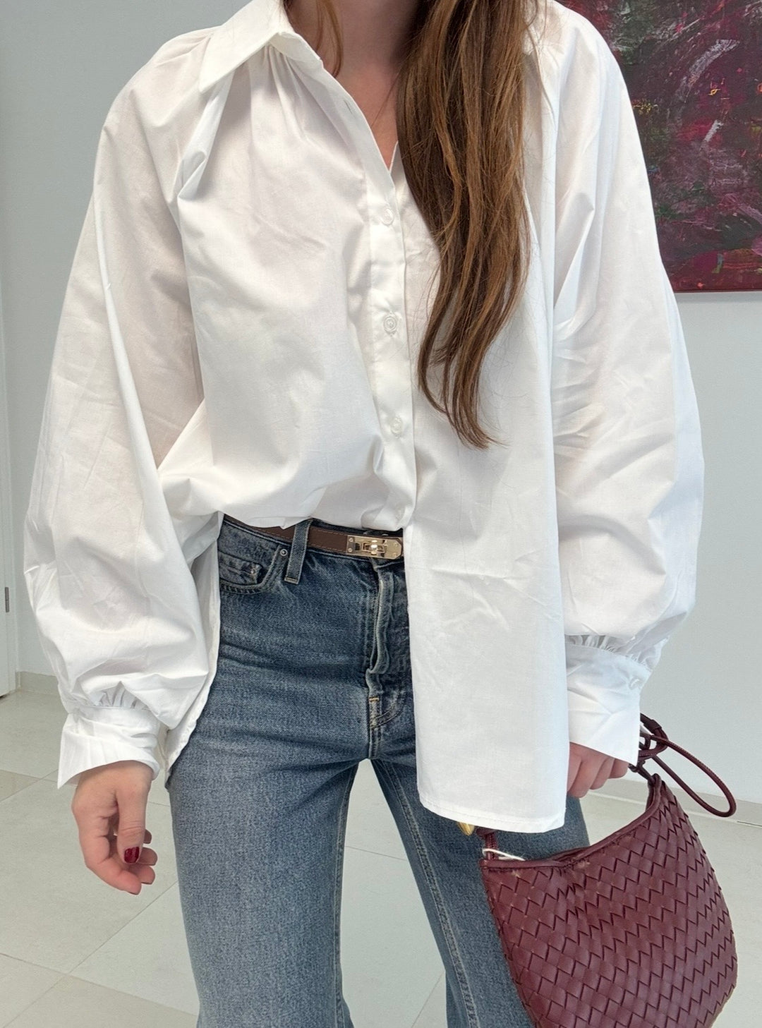 Oversize-Bluse - Weiß
