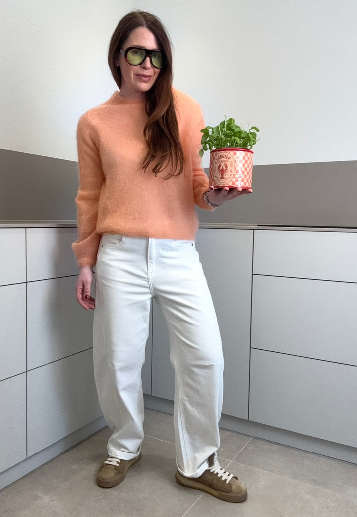 Dünner Mohair-Pullover - Orange