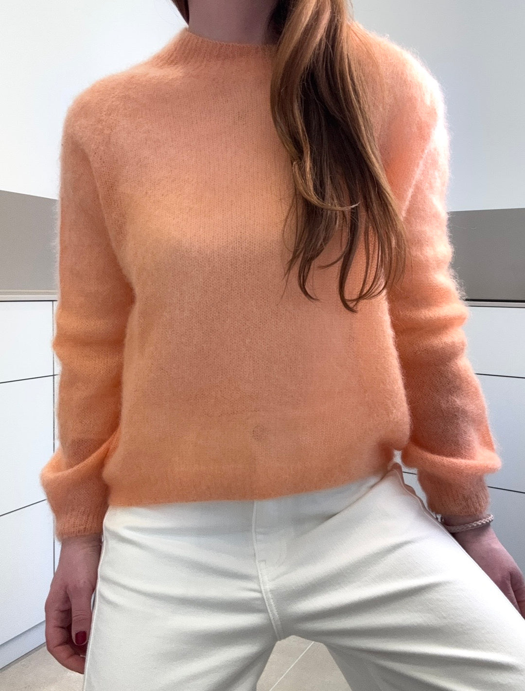 Dünner Mohair-Pullover - Orange