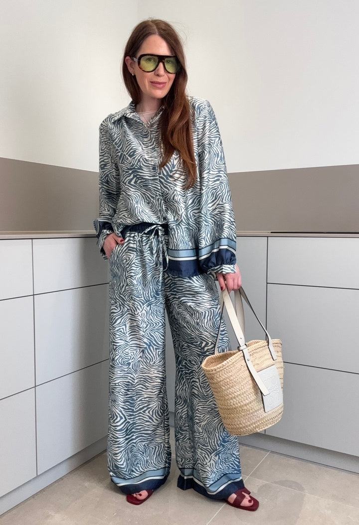 Bluse mit Muster - Blau