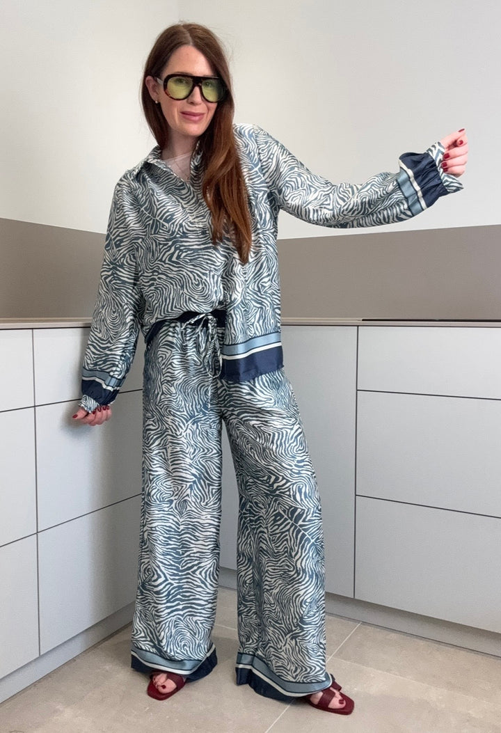 Bluse mit Muster - Blau