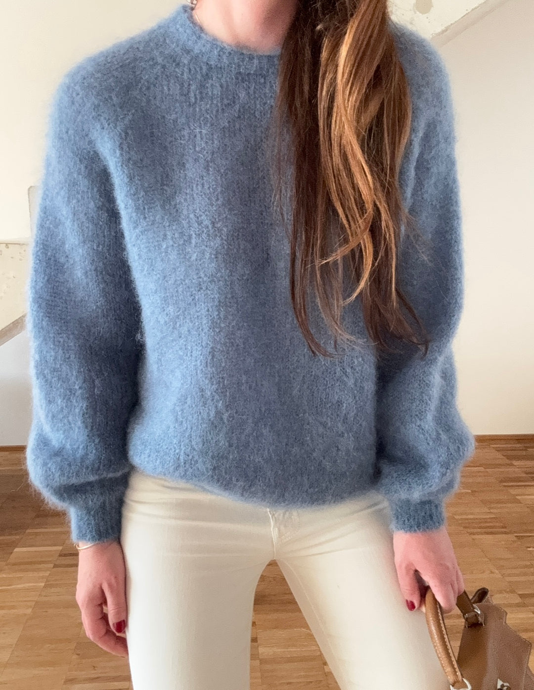 Mohair-Pullover - Jeansblau