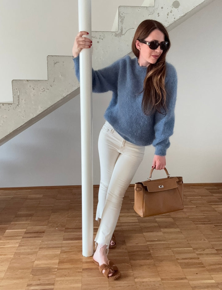 Mohair-Pullover - Jeansblau