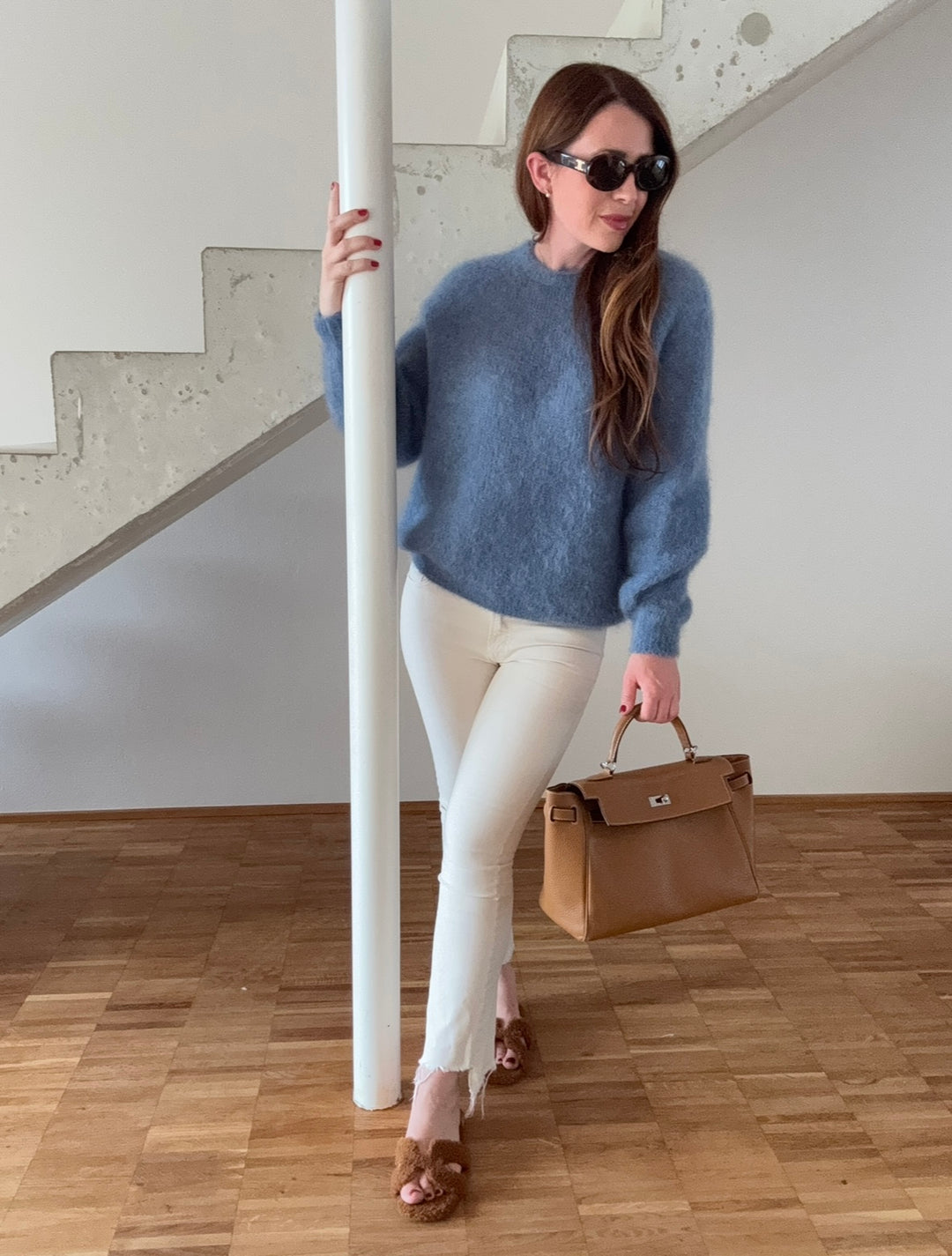 Mohair-Pullover - Jeansblau