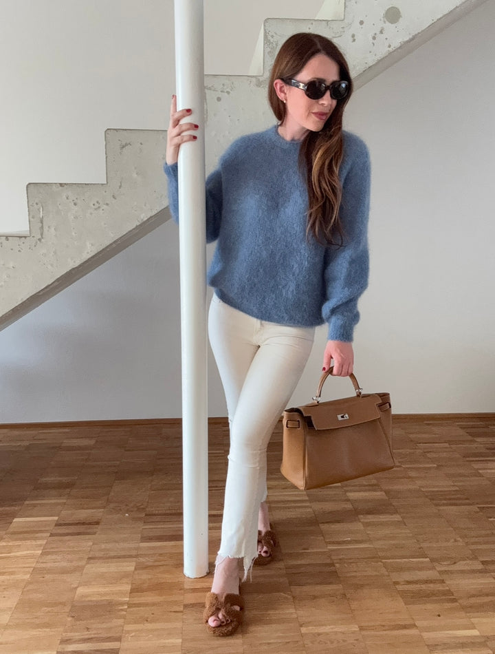 Mohair-Pullover - Jeansblau
