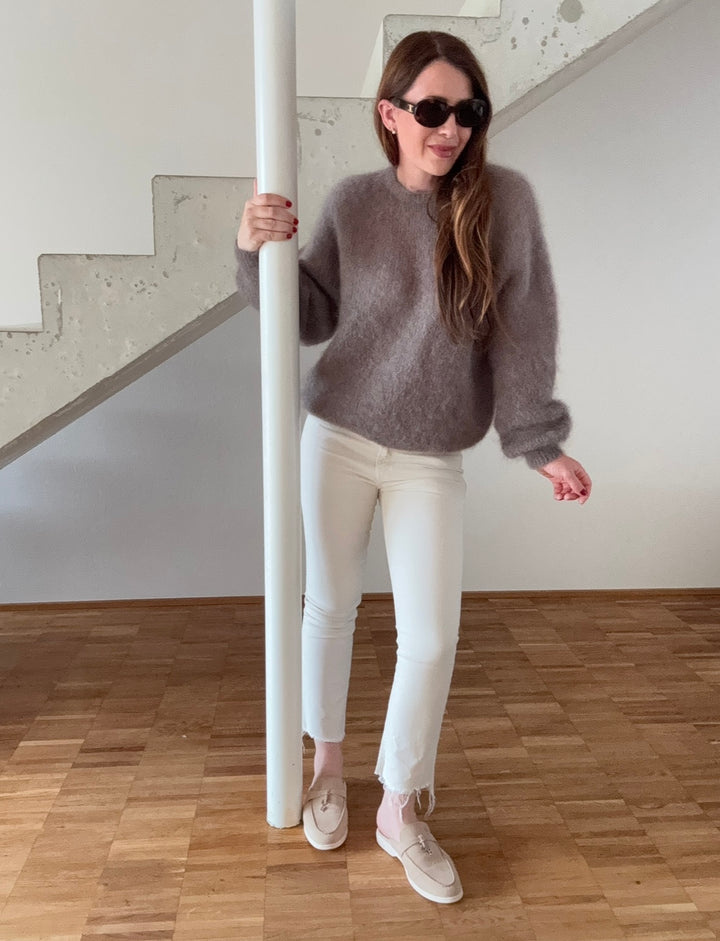 Mohair-Pullover - Taupe