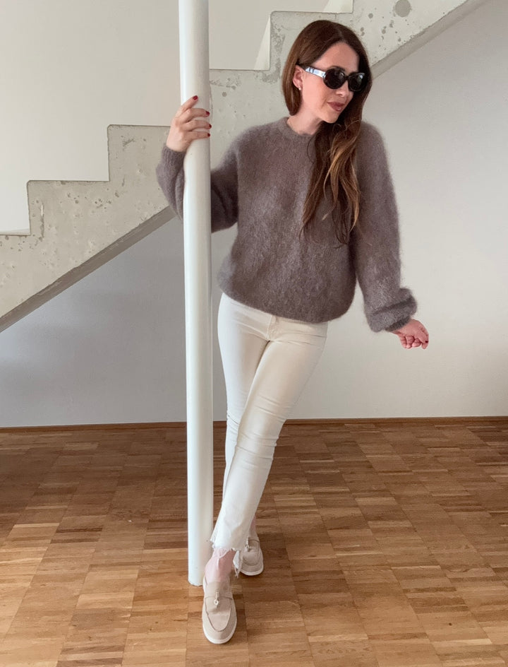 Mohair-Pullover - Taupe