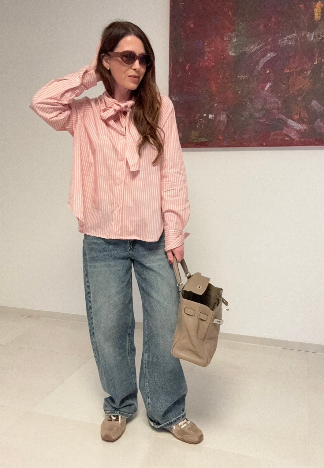 Bluse mit Schleife - Rosa