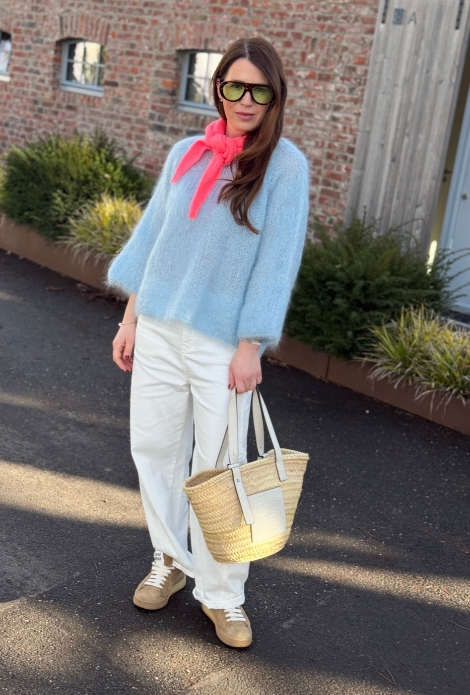 Grober Mohairpullover - Hellblau