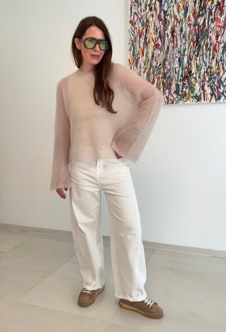 Dünner Mohairpullover - Beige