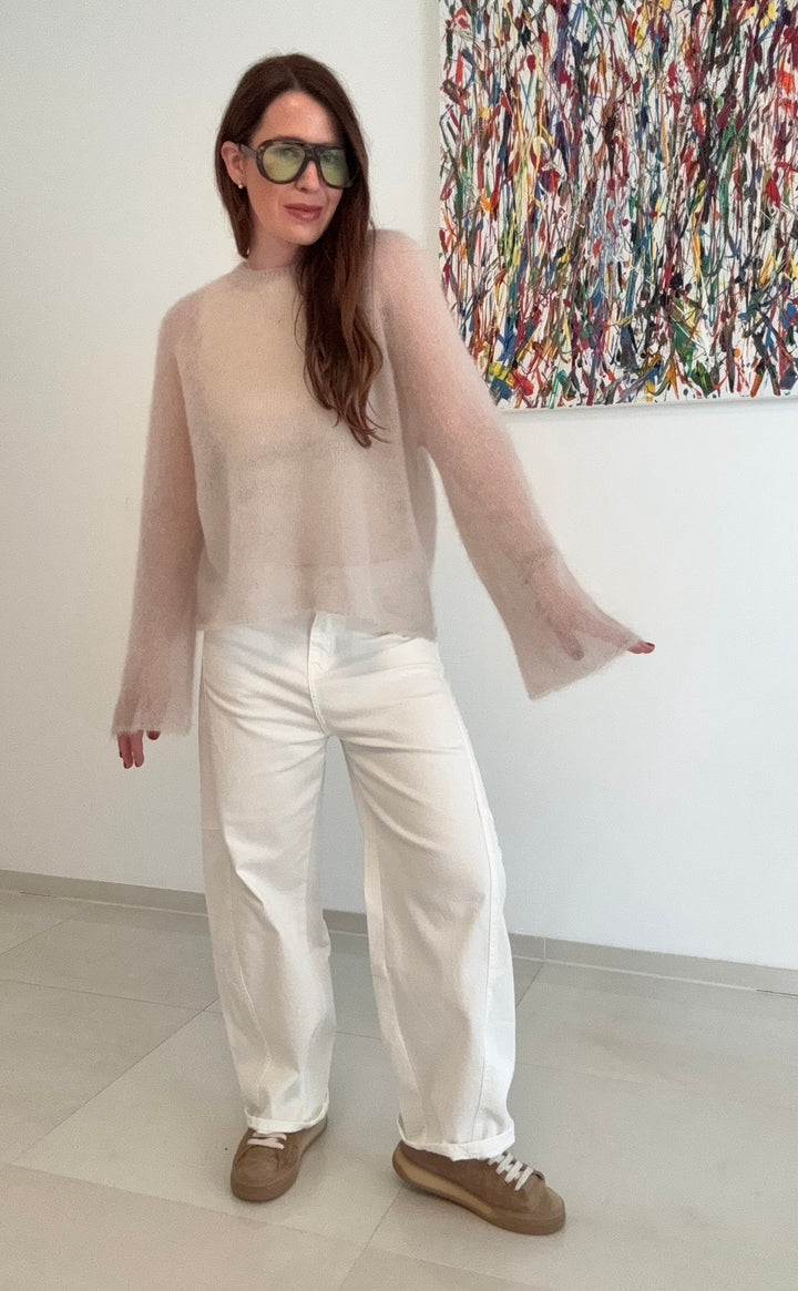 Dünner Mohairpullover - Beige