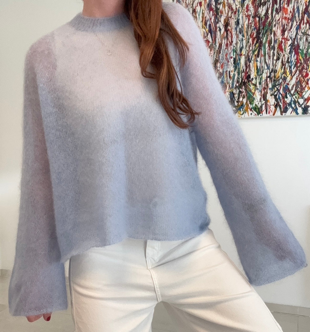 Dünner Mohairpullover - Hellblau