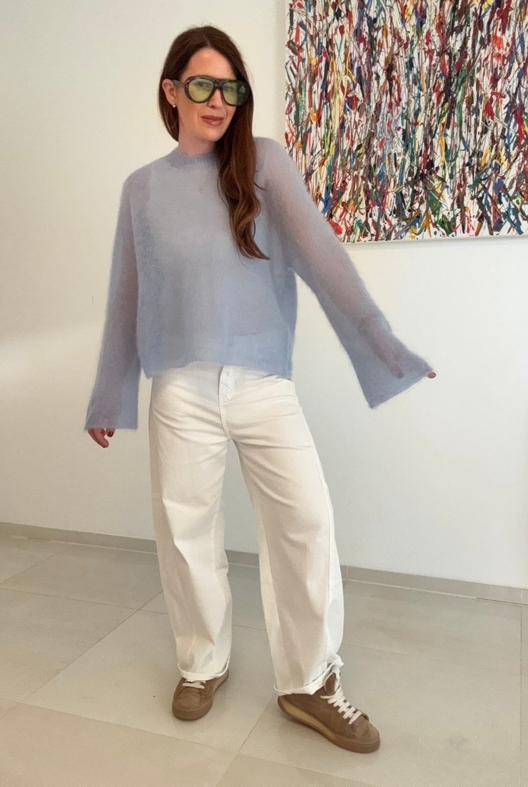 Dünner Mohairpullover - Hellblau