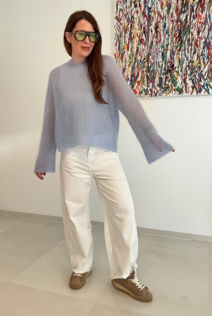 Dünner Mohairpullover - Hellblau