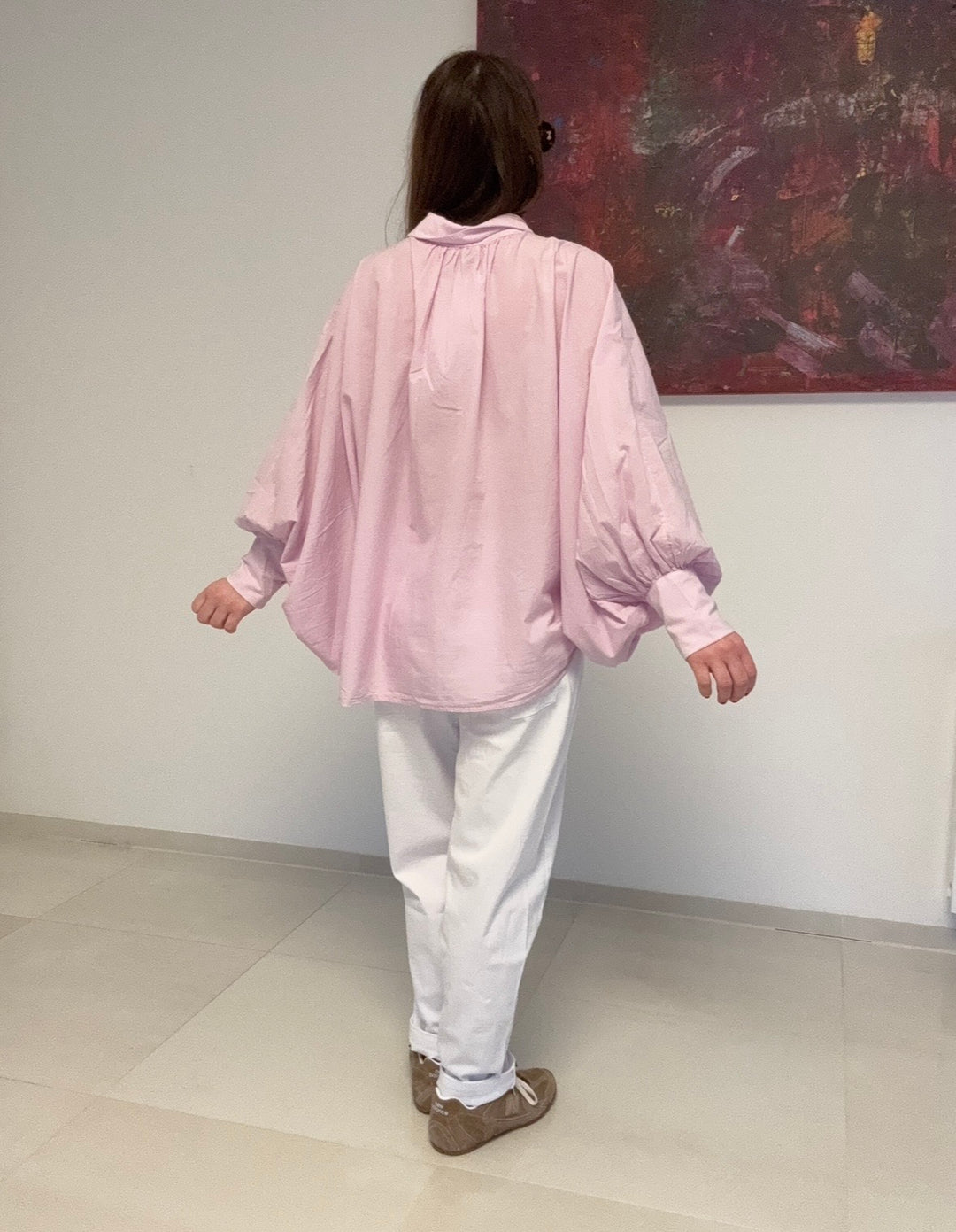 Luftige Oversize-Bluse - Flieder
