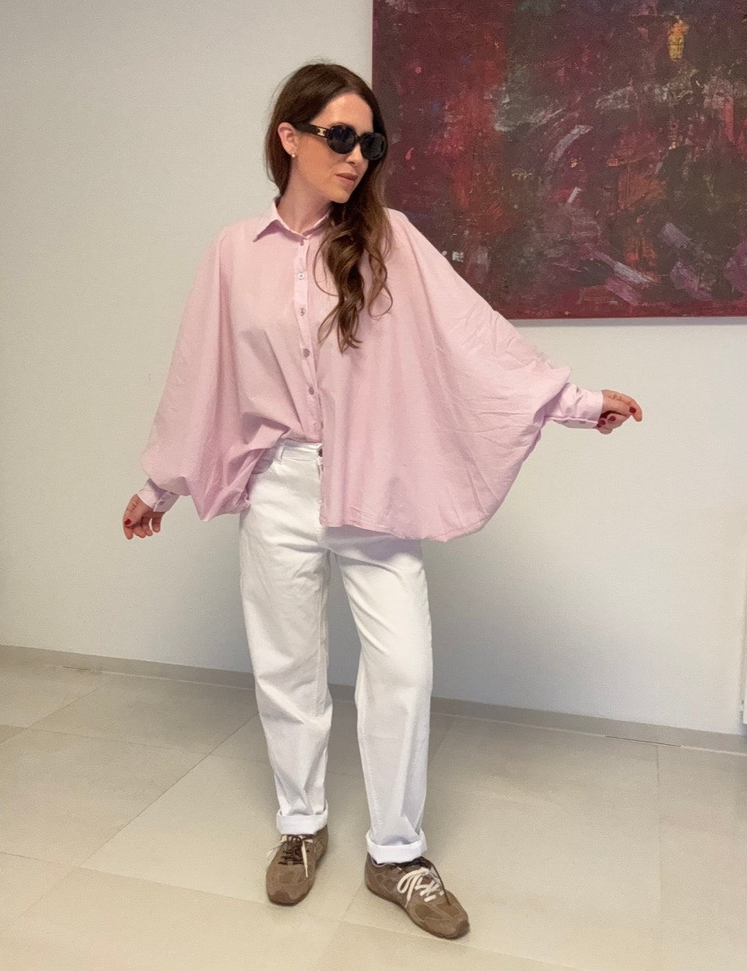 Luftige Oversize-Bluse - Flieder