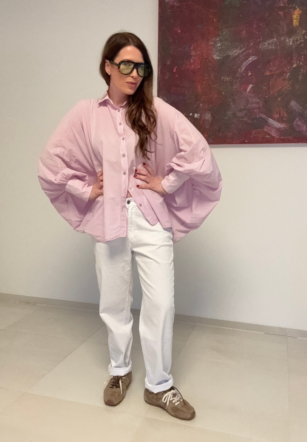 Luftige Oversize-Bluse - Flieder