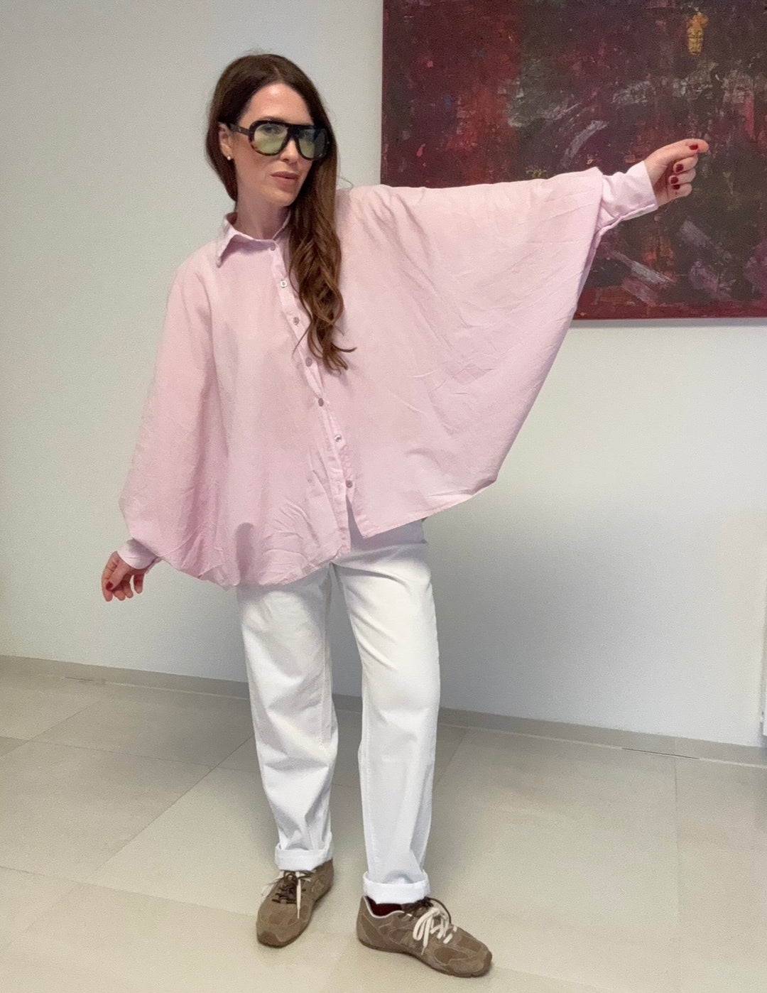 Luftige Oversize-Bluse - Flieder