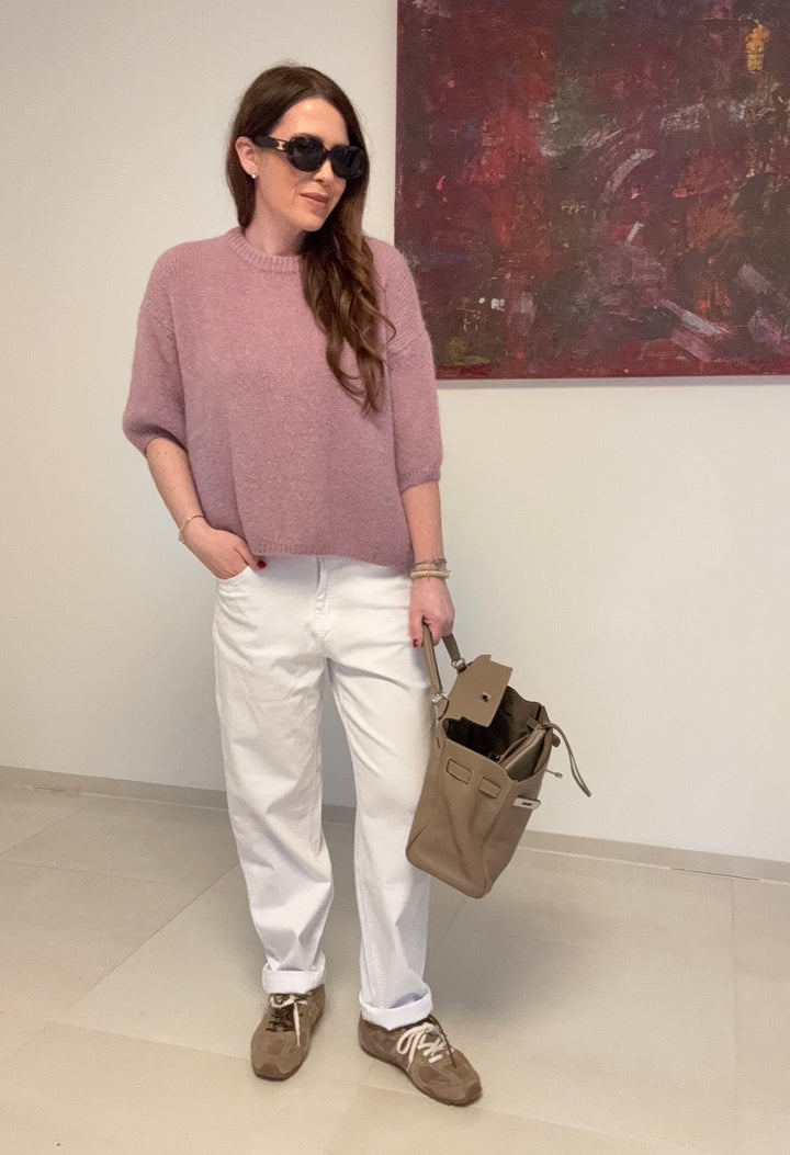 Shirt aus Mohair - Flieder/Rose