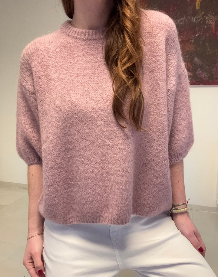 Shirt aus Mohair - Flieder/Rose