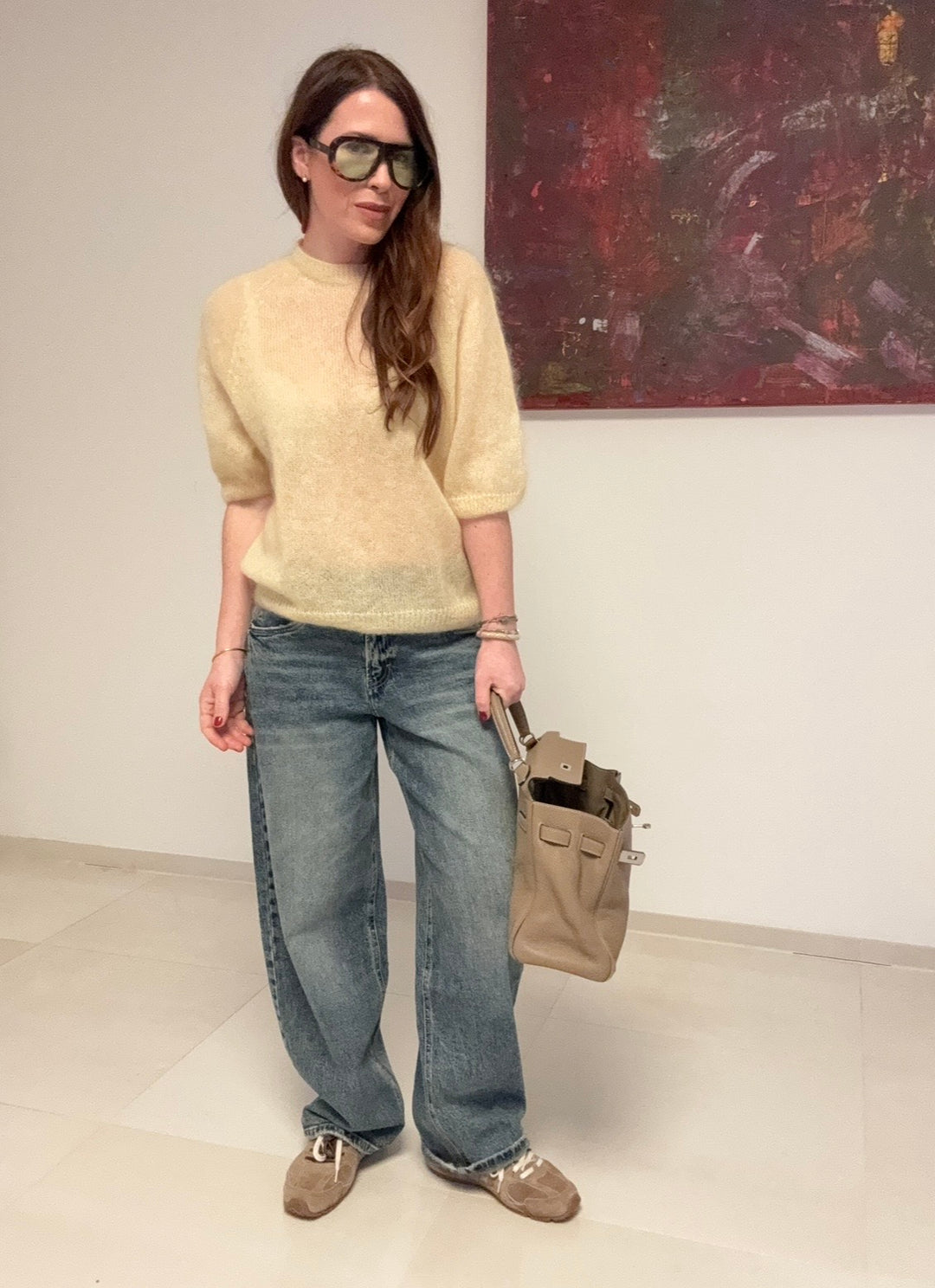 Dünnes Mohairshirt - Gelb