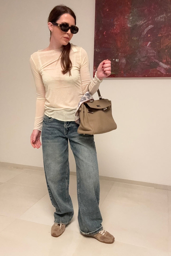 Dünnes Shirt mit Kaschmir - Gelb