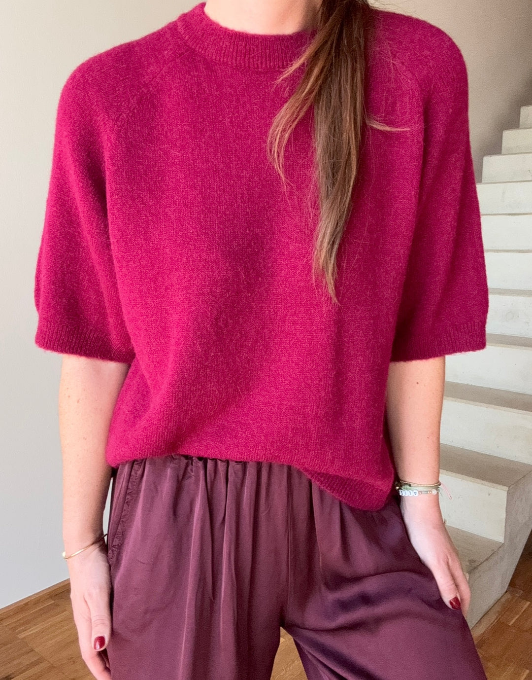 Baby-Alpaka Shirt - Burgunder