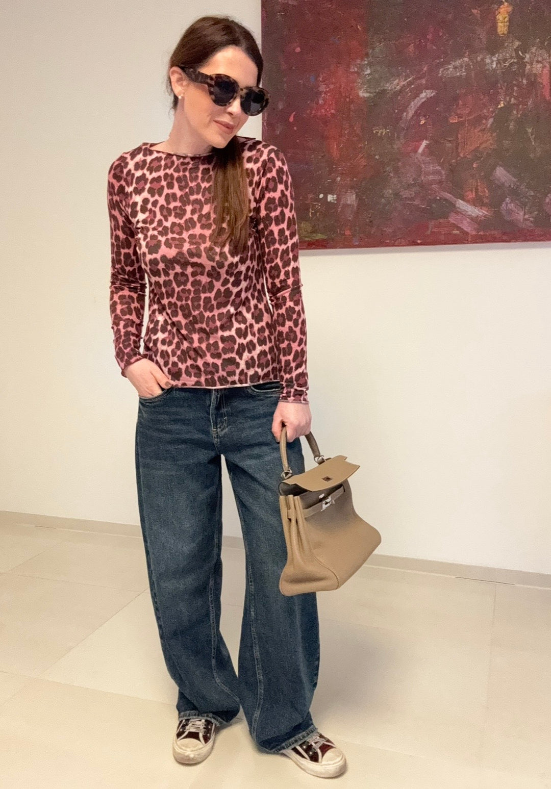 Dünnes Shirt mit Kaschmir - Burgunder