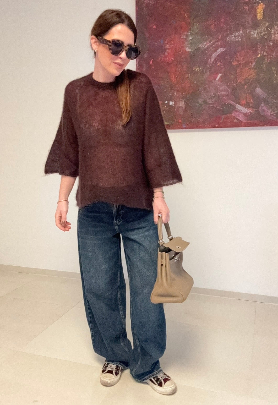 Dünnes Mohair-Shirt - Braun