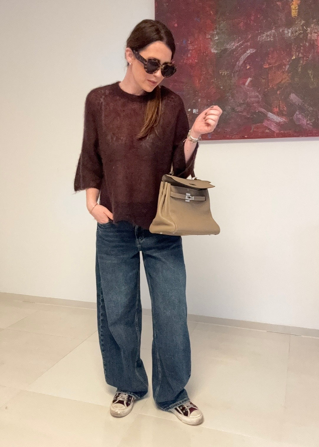 Dünnes Mohair-Shirt - Braun