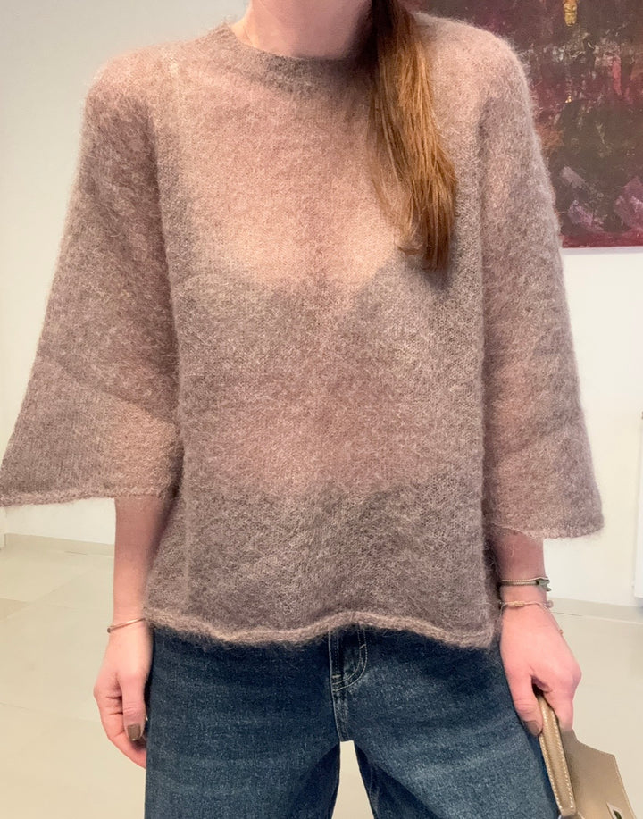 Dünnes Mohair-Shirt - Taupe