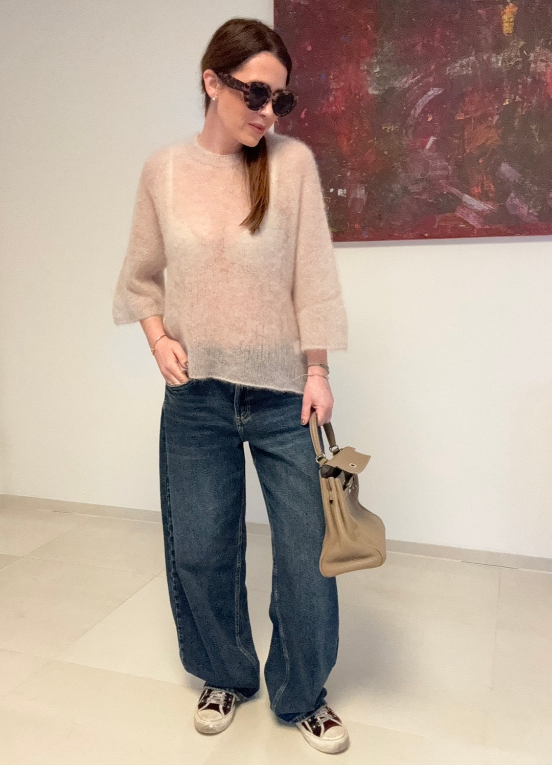 Dünnes Mohair-Shirt - Beige