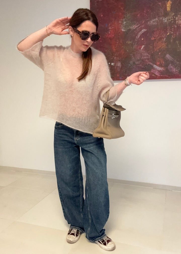 Dünnes Mohair-Shirt - Beige