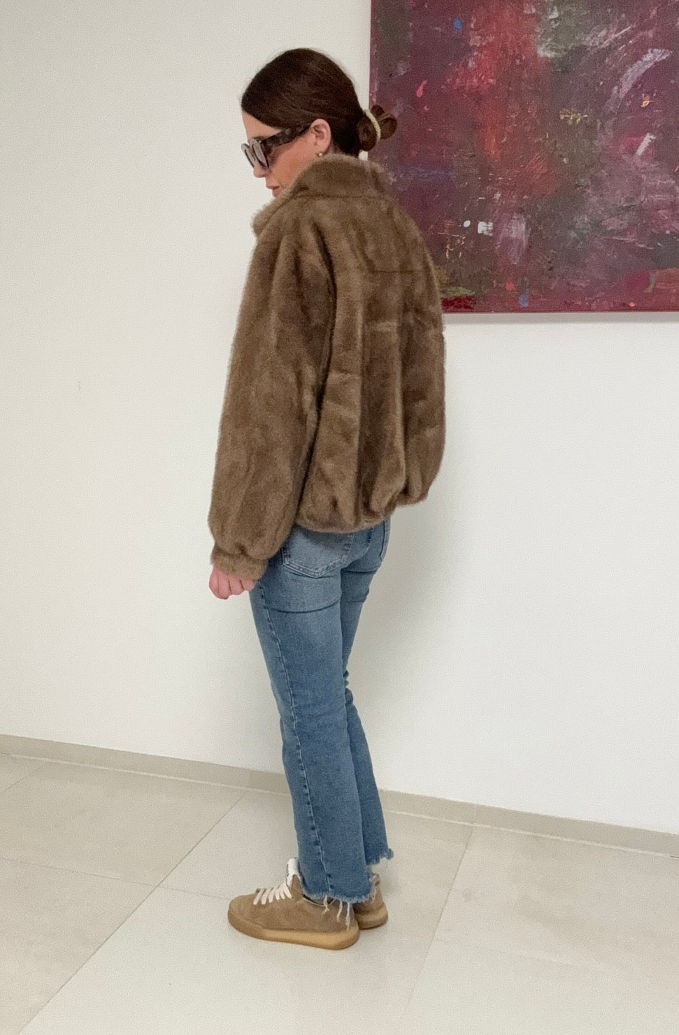 Fake Fur Jacke - Beige
