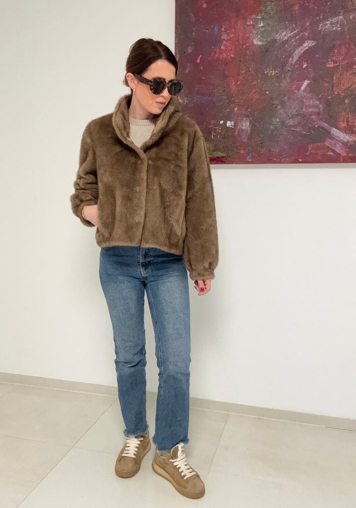 Fake Fur Jacke - Beige