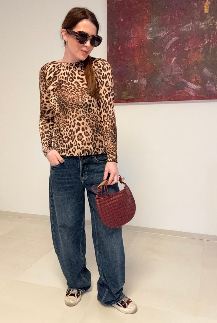 Dünnes Shirt mit Kaschmir - Print Beige