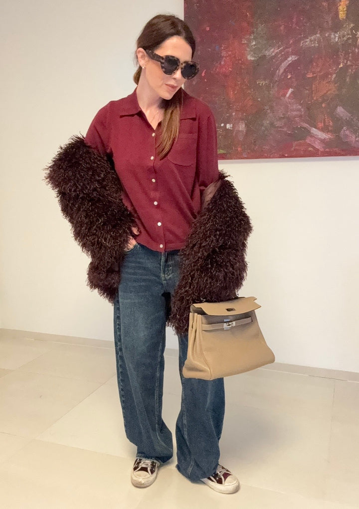 Basic-Cardigan - Burgunder