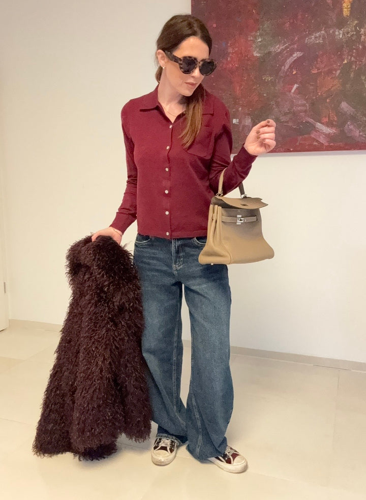 Basic-Cardigan - Burgunder