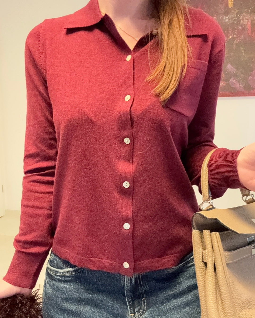 Basic-Cardigan - Burgunder