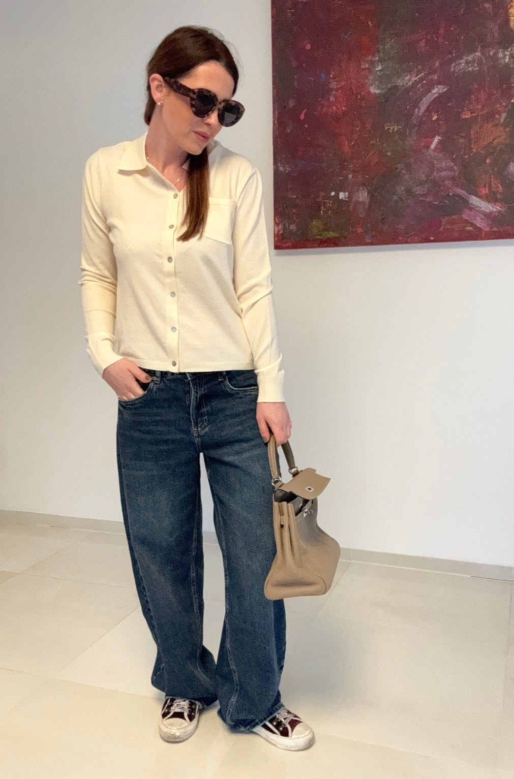 Basic-Cardigan - Creme