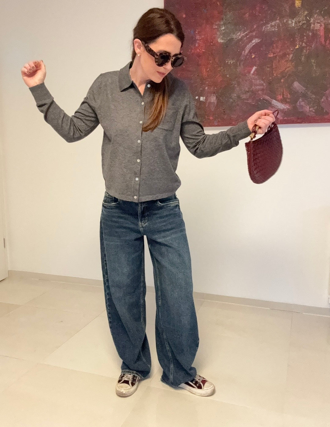 Basic-Cardigan - Grau