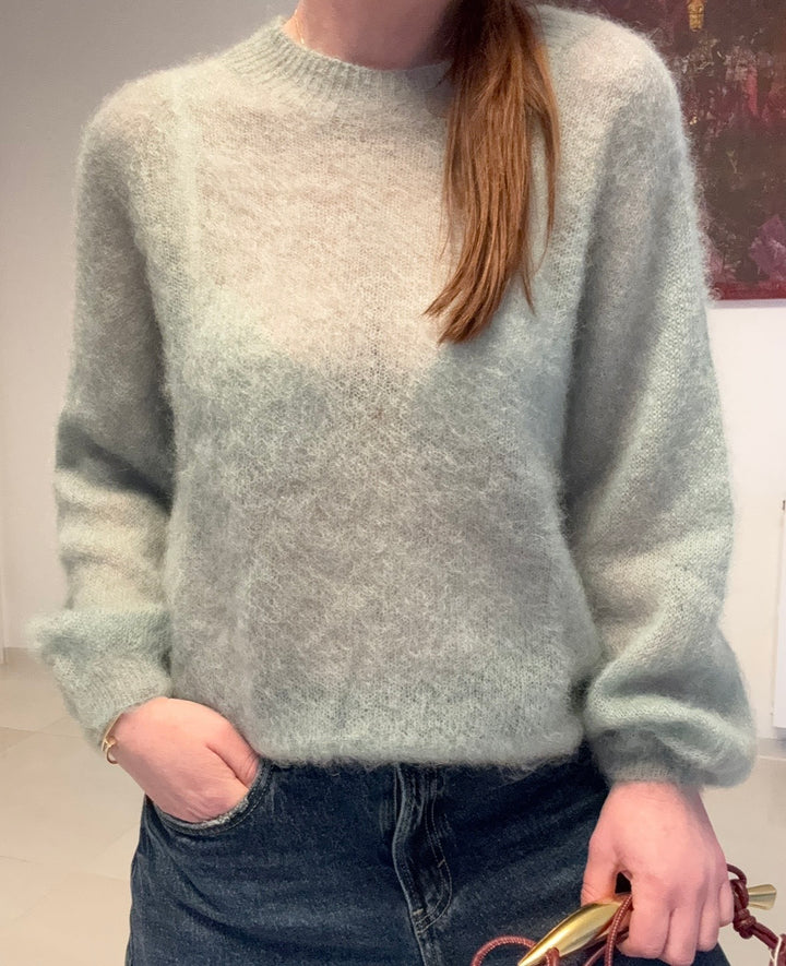 Dünner Mohair-Pullover - Salbei