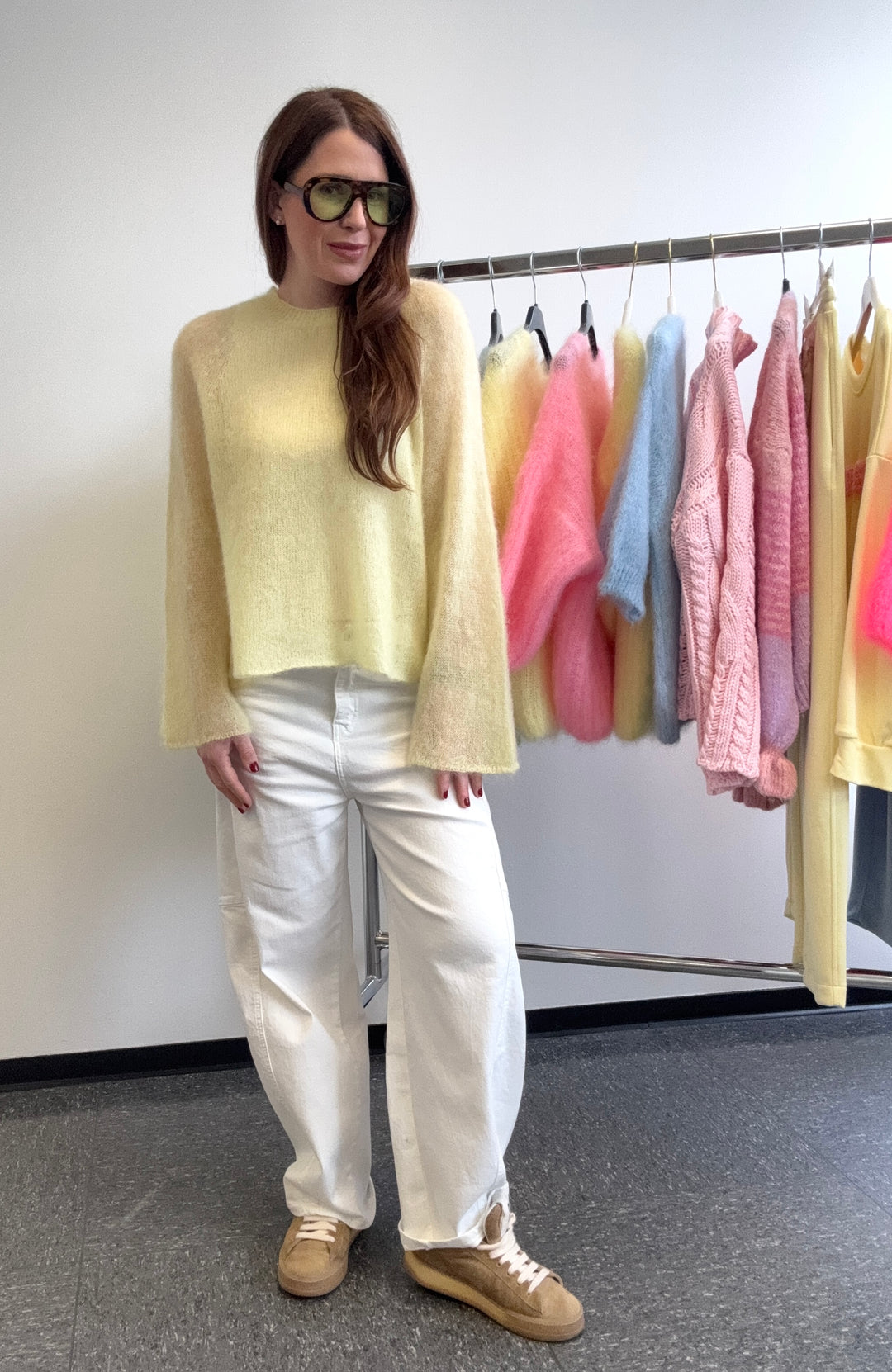 Dünner Mohairpullover - Gelb