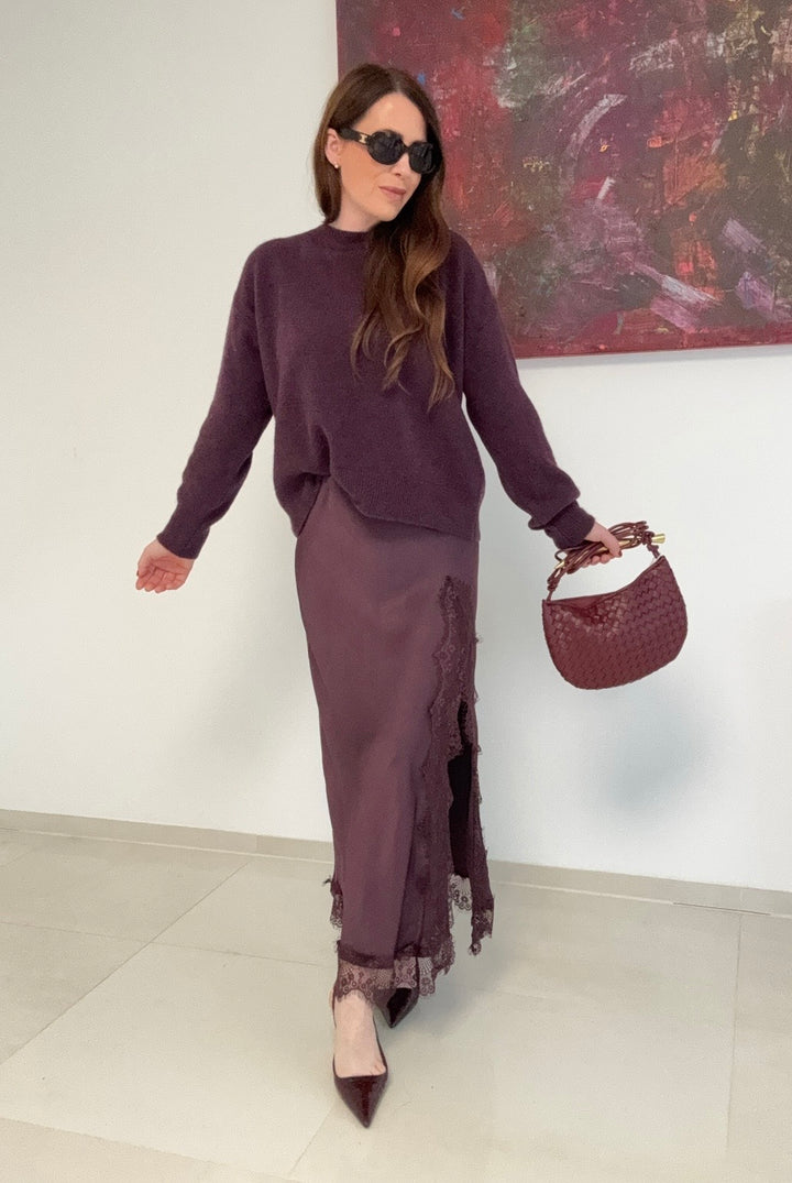 Rock mit Spitze - Aubergine