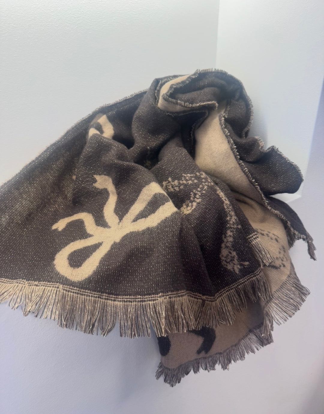 Schal mit Muster - Beige/Braun