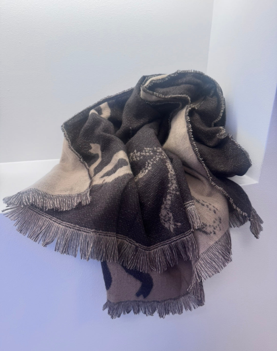 Schal mit Muster - Beige/Braun