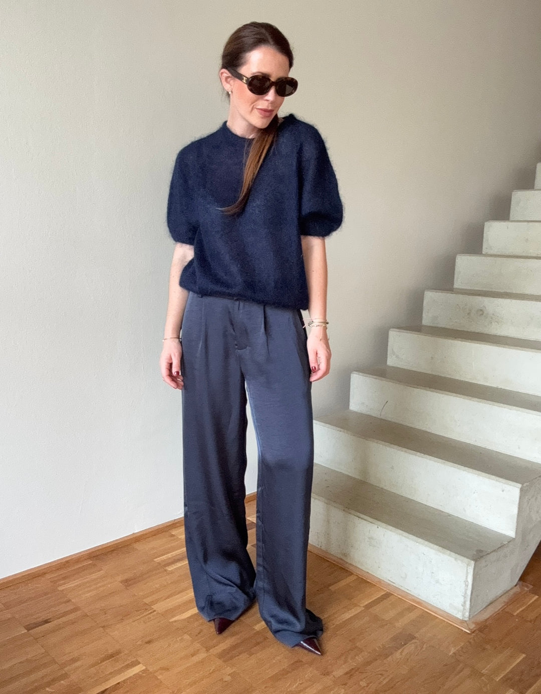 Dünnes Mohairshirt - Navy