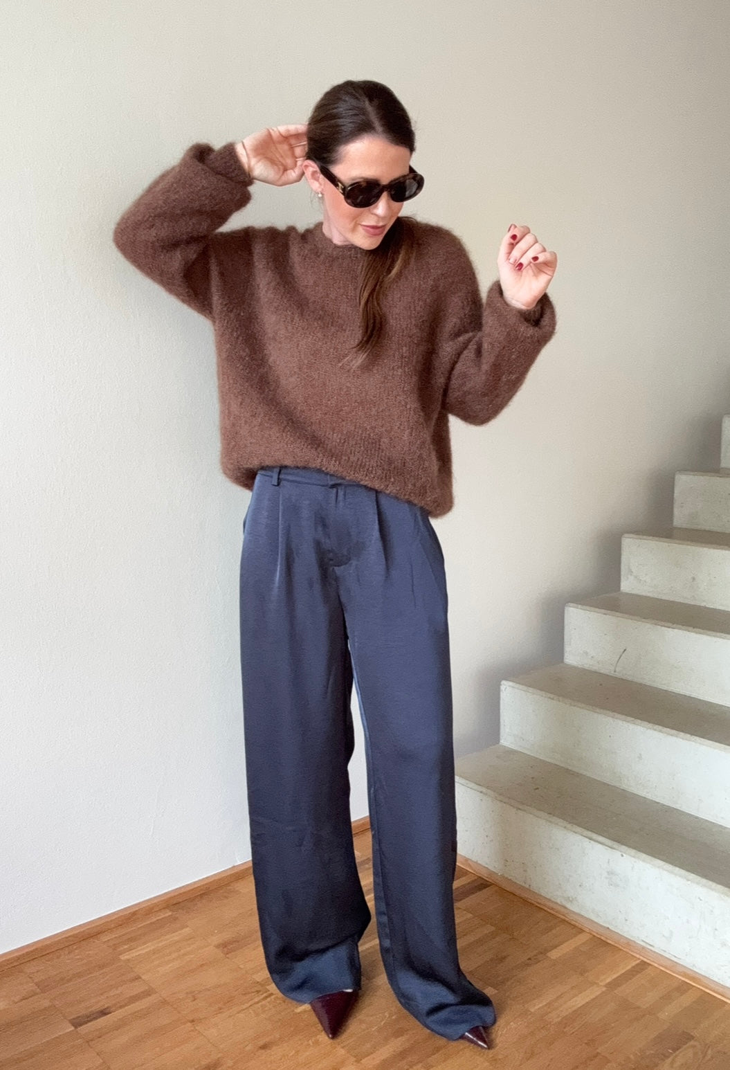 Mohair-Pullover - Braun