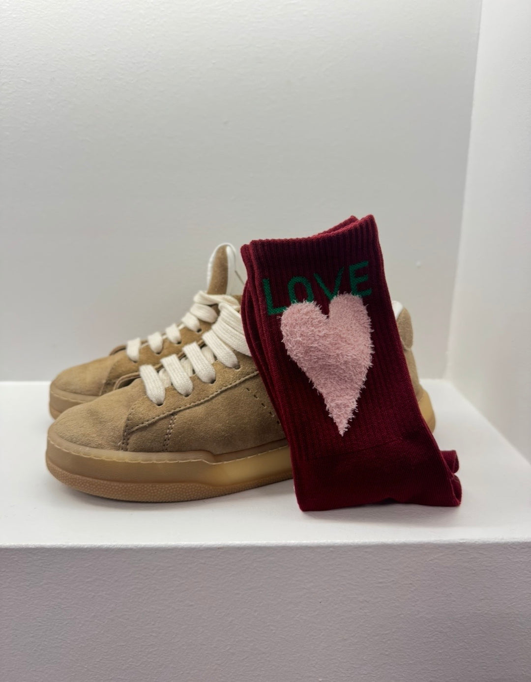 Socken mit Herz - Burgunder