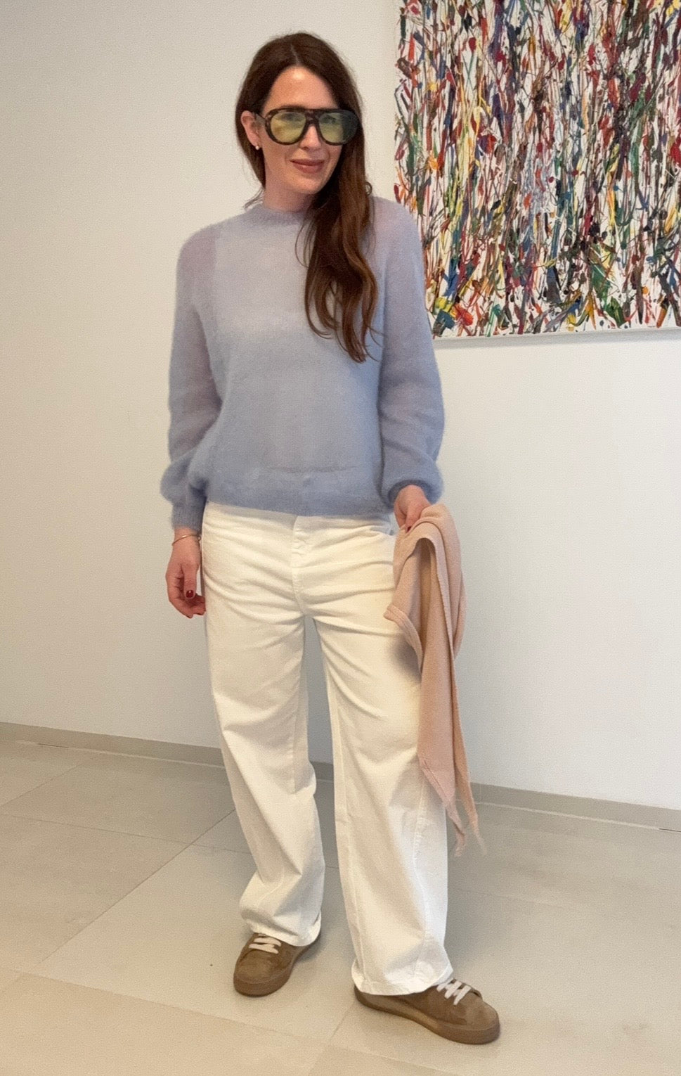 Dünner Mohair-pullover (enger Arm) - Hellblau
